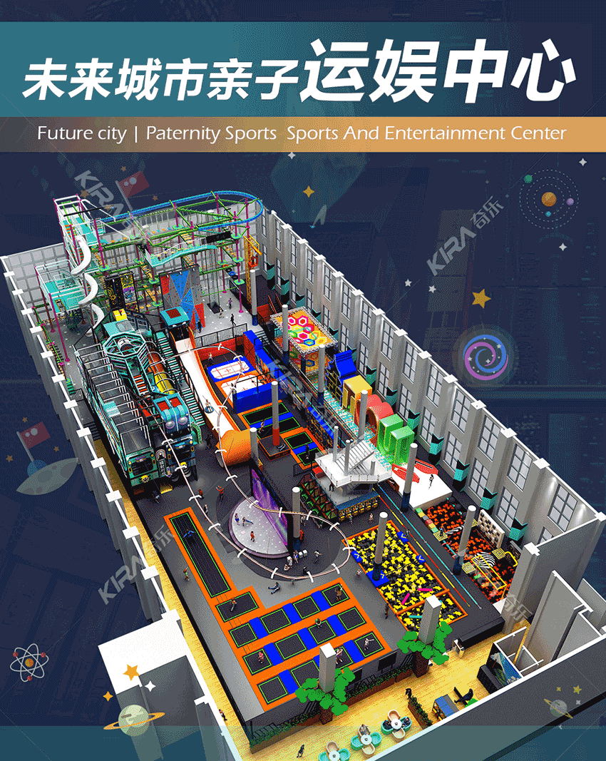 未來城市親子運(yùn)娛中心是奇樂集團(tuán)全新打造的室內(nèi)大型親子樂園。